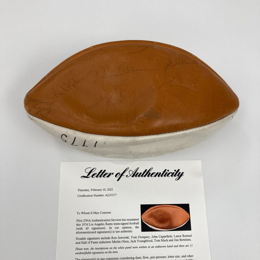 1974 Los Angeles Rams Team Signed Football 45 Sigs PSA DNA COA