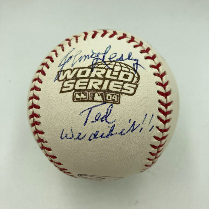 Carlton Fisk HOF 2000 & Johnny Pesky Signed 2004 World Series Baseball JSA COA