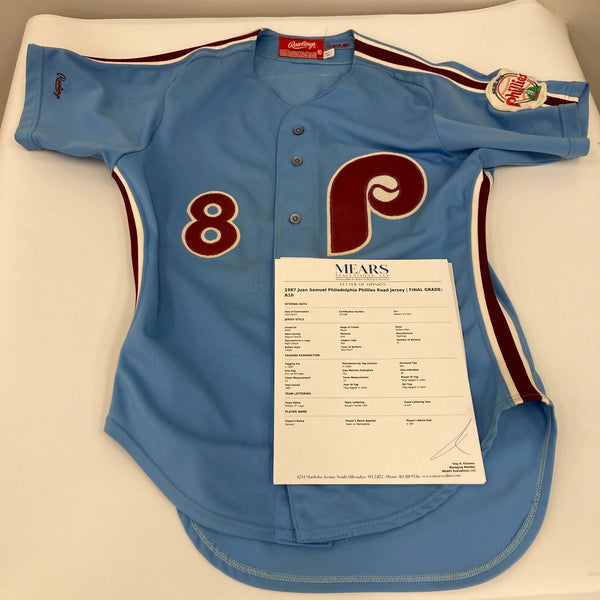 Juan Samuel 1987 Game Used Philadelphia Phillies Jersey MEARS A10 The Finest