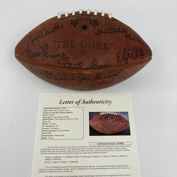 1966 Green Bay Packers Super Bowl 1 Champs Team Signed Football Lombardi JSA