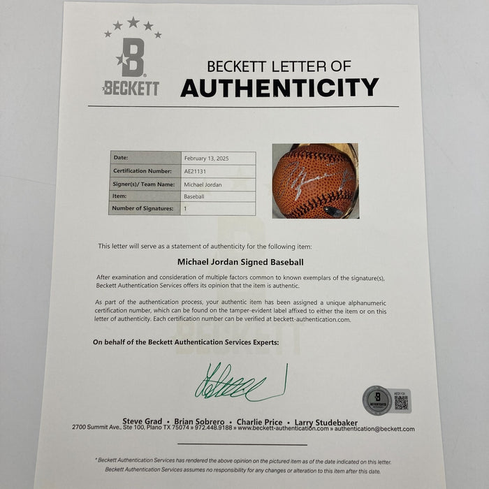 Michael Jordan Signed Nike Basketball Style Baseball Upper Deck UDA & Beckett