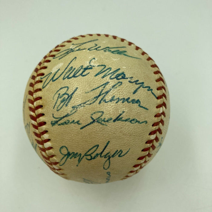 Beautiful 1958 Cubs Team Signed National League Baseball Ernie Banks JSA COA