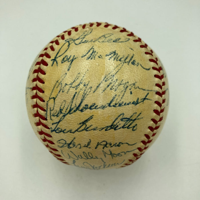 Willie Mays Hank Aaron Stan Musial 1950's Hall Of Fame Multi Signed Baseball JSA