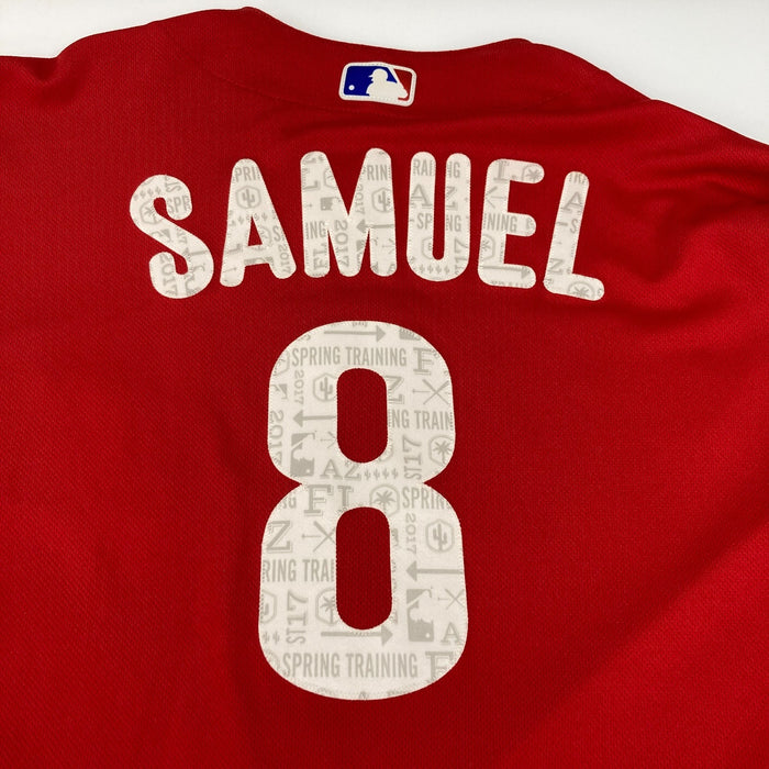 Juan Samuel Game Used 2017 Philadelphia Phillies Majestic Jersey MLB Authentic