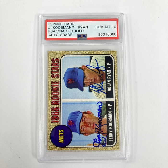 NOLAN RYAN & JERRY KOOSMAN Signed 1999 Topps 1968 Rookie Card #1 PSA 10 AUTO