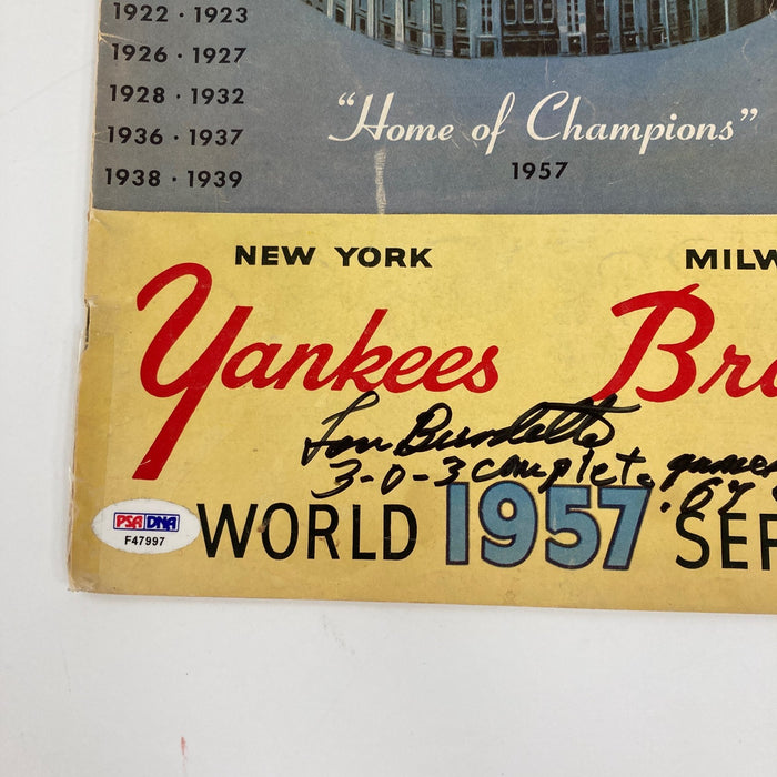 1957 World Series Program Signed By MVP Lew Burdette PSA DNA COA