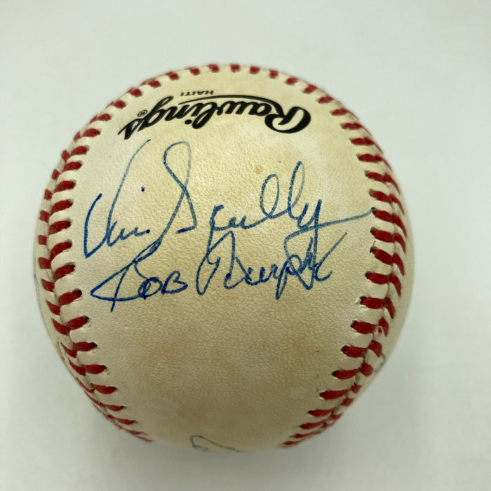 Vince Scully Bob Murphy Johnny Bench Legendary Announcers Signed Baseball JSA