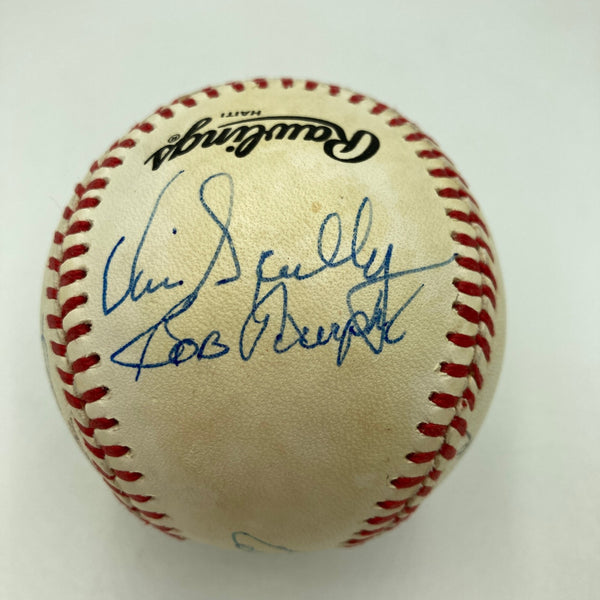 Vince Scully Bob Murphy Johnny Bench Legendary Announcers Signed Baseball JSA