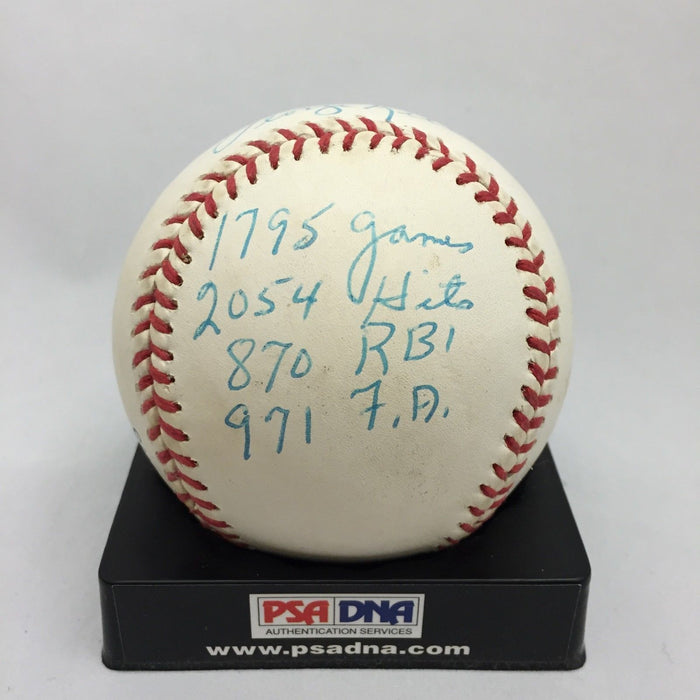 George Kell Signed Heavily Inscribed Stat Baseball PSA DNA COA