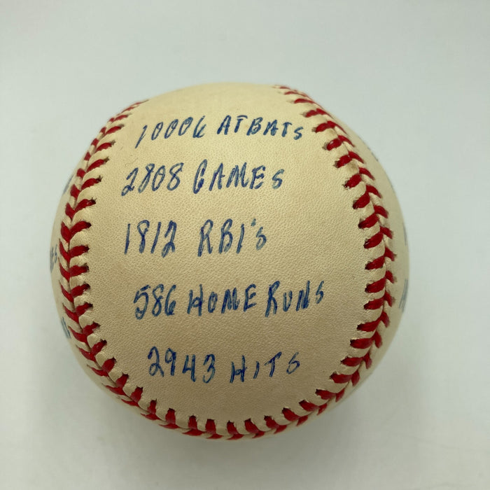 Frank Robinson Signed Heavily Inscribed Career STAT Baseball Reggie Jackson COA