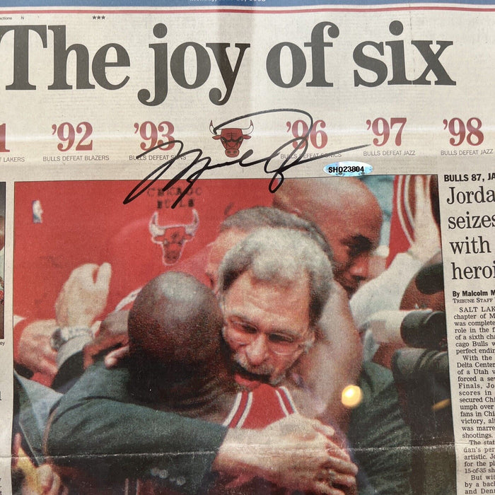 Michael Jordan Signed 1998 Chicago Tribune The Joy Of Six UDA Upper Deck COA