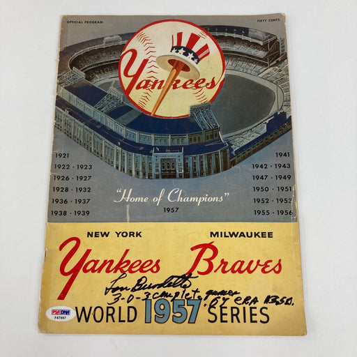 1957 World Series Program Signed By MVP Lew Burdette PSA DNA COA