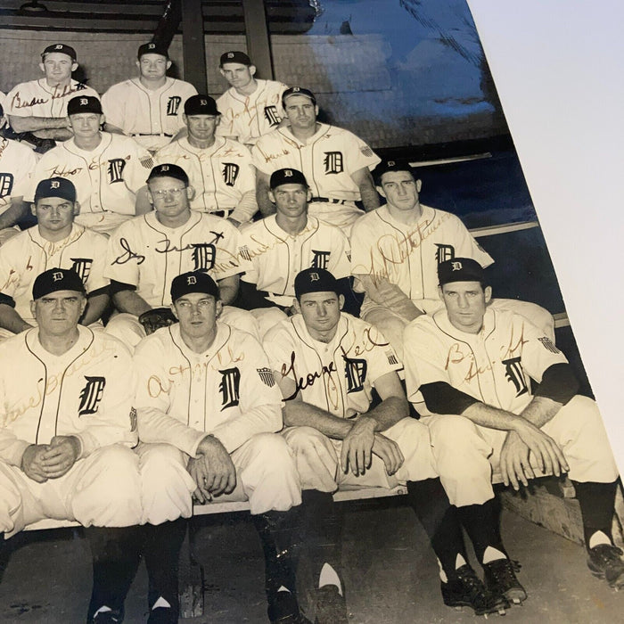1945 Detroit Tigers World Series Champs Team Signed Large Vintage Photo JSA COA