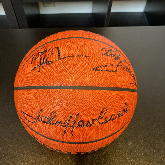 Red Auerbach John Havlicek Bob Cousy Celtics Legends Signed Basketball JSA COA