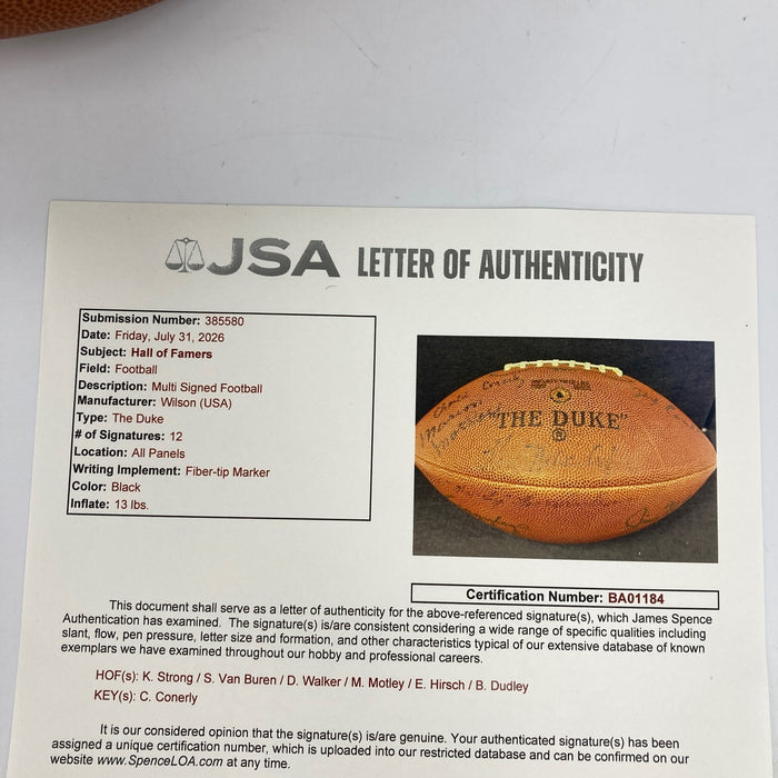 Ken Strong Hall Of Fame Multi Signed Wilson NFL Football JSA COA