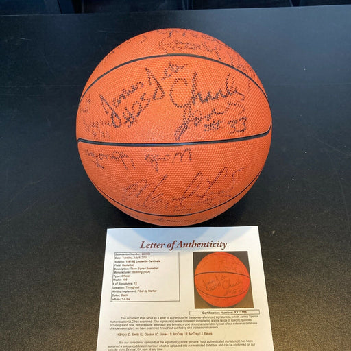 1981-82 Louisville Cardinals Elite 8 Team Signed Basketball 15 Sigs JSA COA