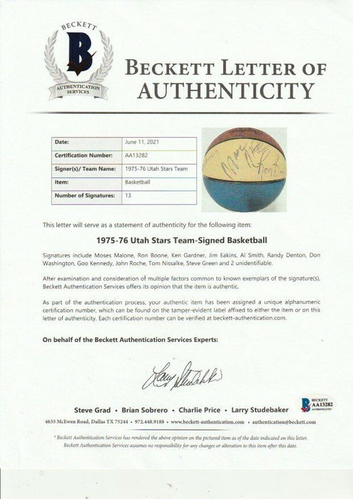 1974-75 Utah Stars Team Signed ABA Official Rawlings Basketball Beckett COA