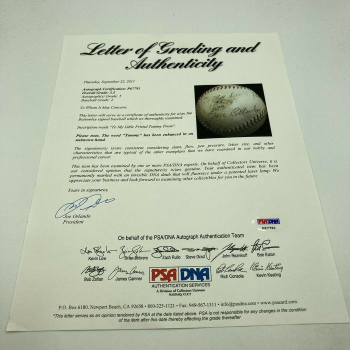Jim Bottomley Single Signed 1930's National League Baseball PSA DNA COA