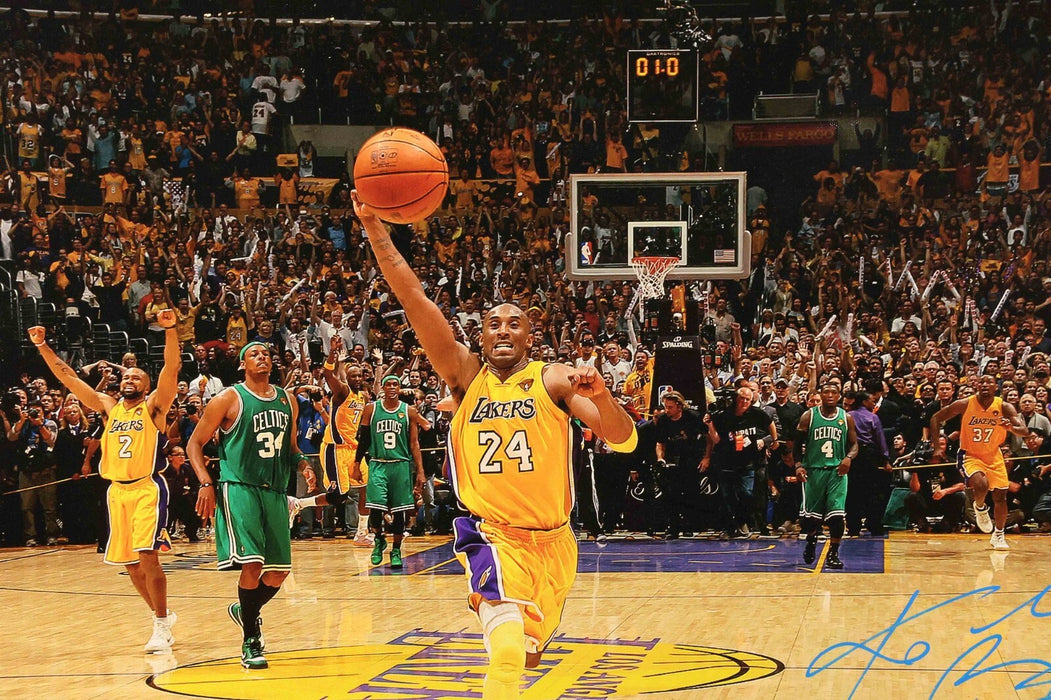 Beautiful Kobe Bryant Signed 2010 NBA Finals Game 7 20x38 Canvas Photo PSA DNA