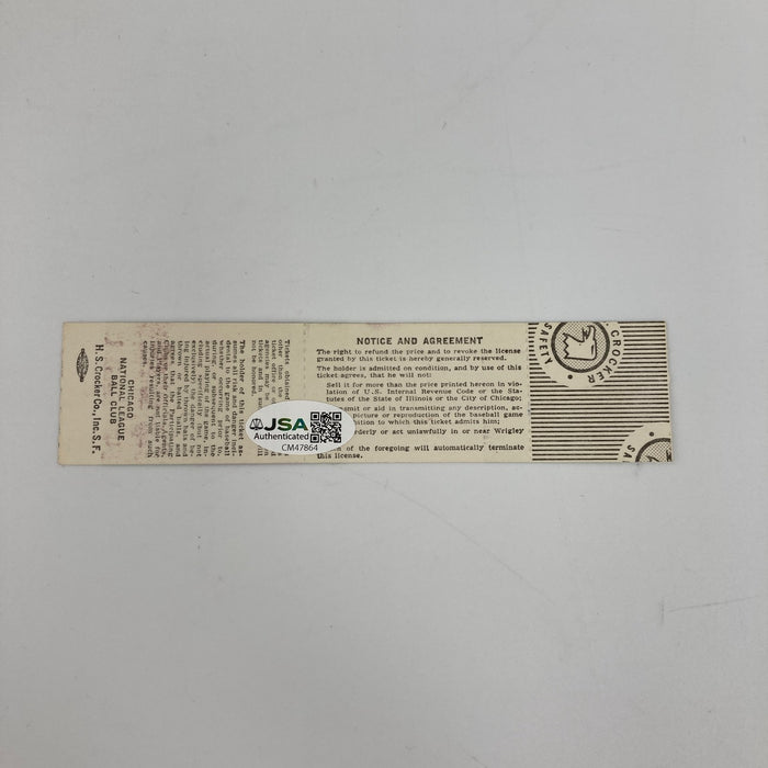 Ron Santo Signed 1976 Chicago Cubs Full Ticket JSA COA