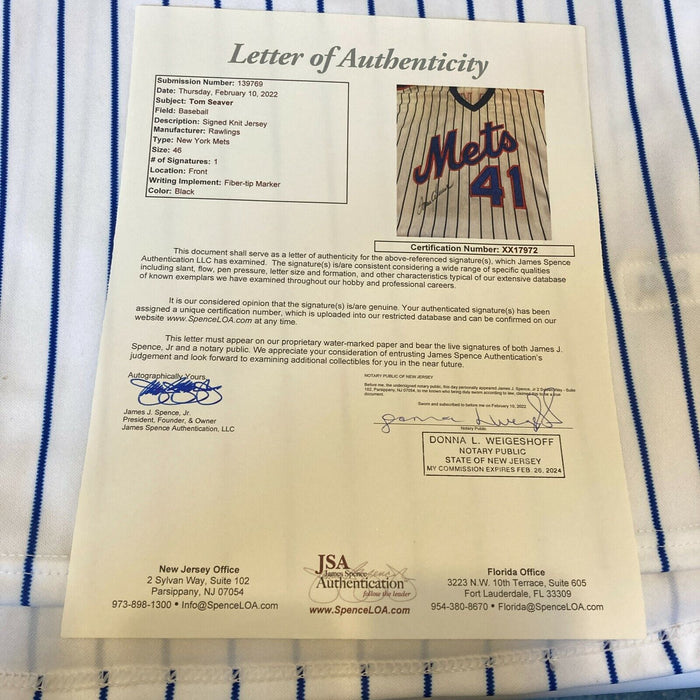 Tom Seaver Signed Authentic Game Issued 1990 New York Mets Jersey Auto JSA COA