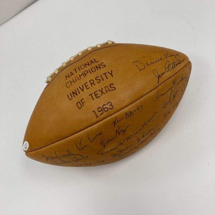 1963 University Of Texas Longhorns NCAA Champions Team Signed Football JSA COA