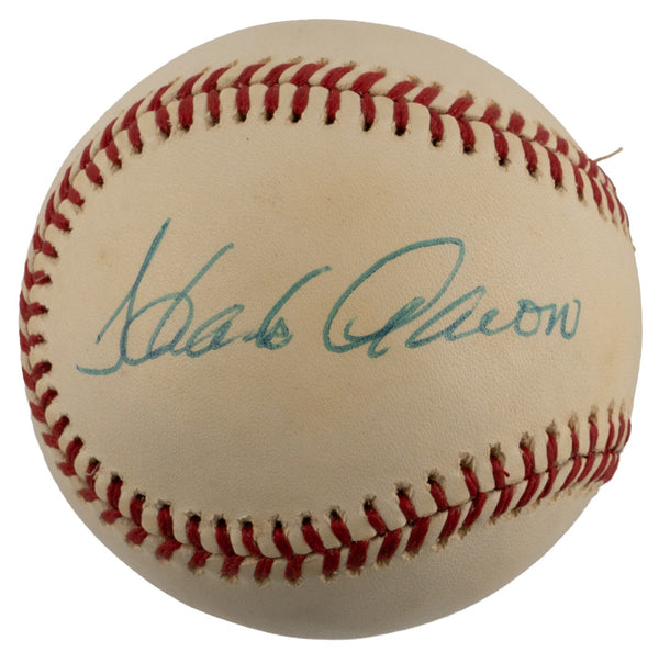 Beautiful Hank Aaron Signed 1974 American League Macphail Baseball JSA COA