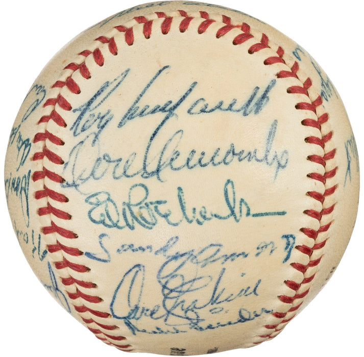 1955 Brooklyn Dodgers W.S. Champs Team Signed Baseball Jackie Robinson PSA DNA