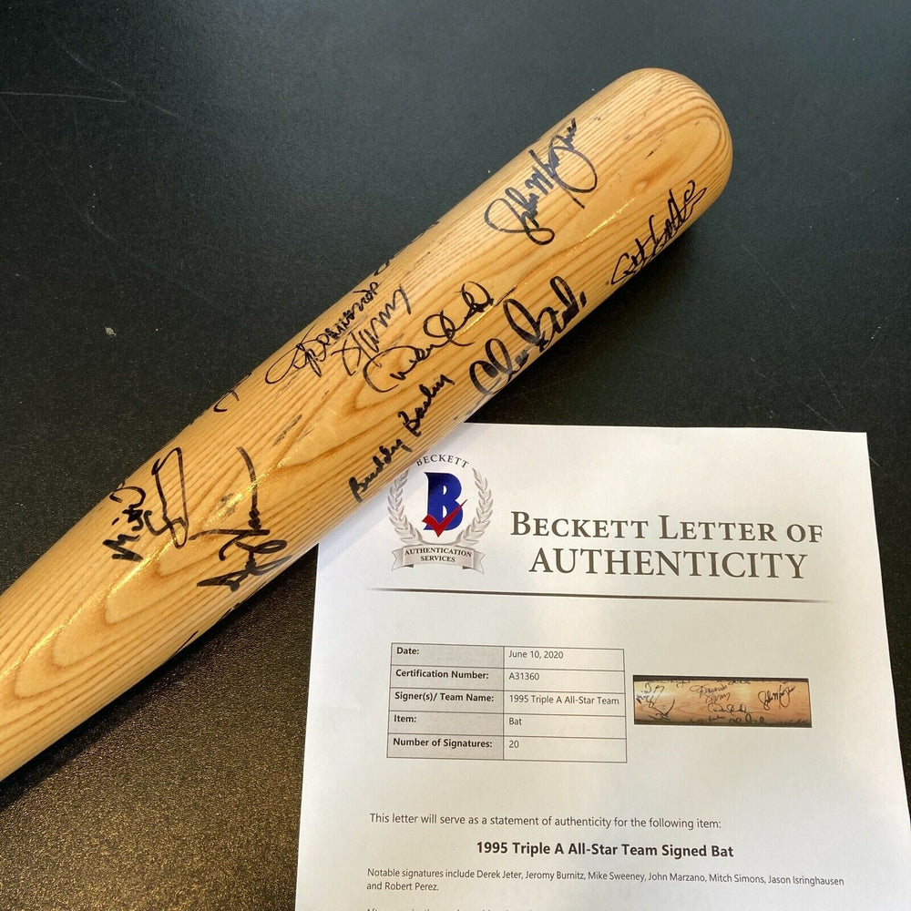 Derek Jeter Pre Rookie 1995 All Star Game Team Signed Baseball Bat Beckett COA