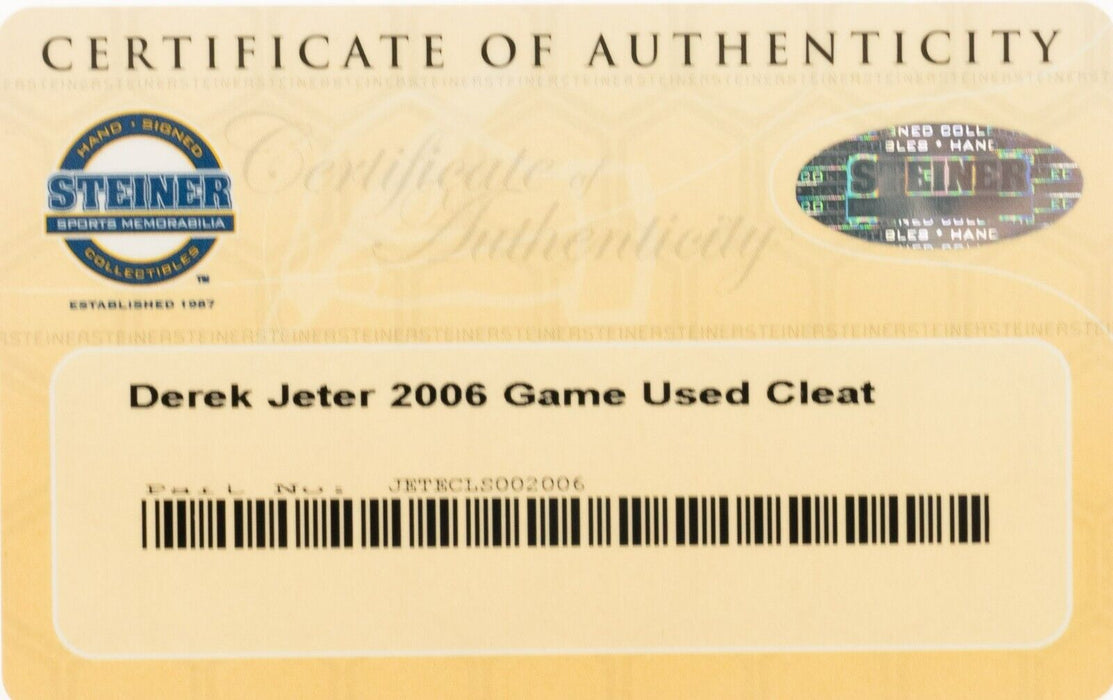 Derek Jeter Signed Game Used Jordan Baseball Cleat Steiner COA