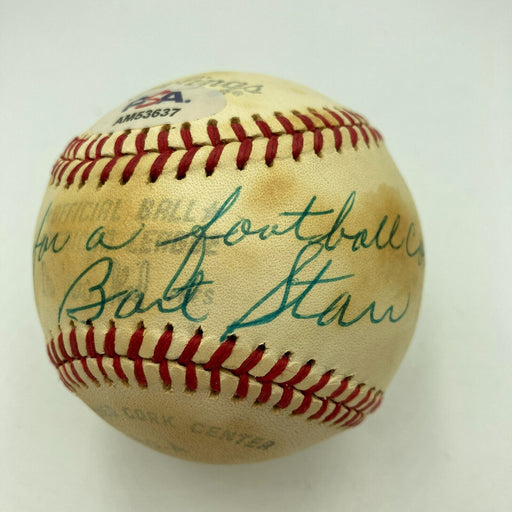 Bart Starr Signed Baseball "This Is Tough To Signed For A Football Coach" PSA