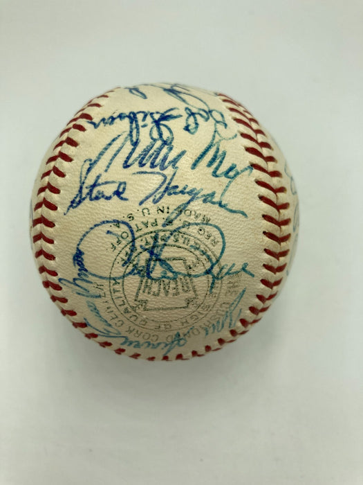 Beautiful 1967 All Star Game Team Signed Baseball Roberto Clemente 25 Sigs JSA