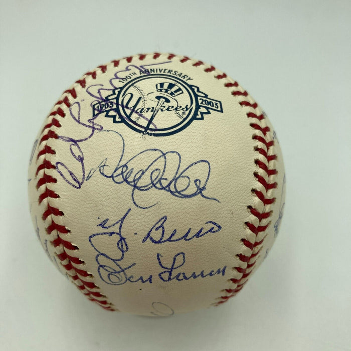 Derek Jeter Yogi Berra Reggie Jackson Yankees Legends Multi Signed Baseball JSA