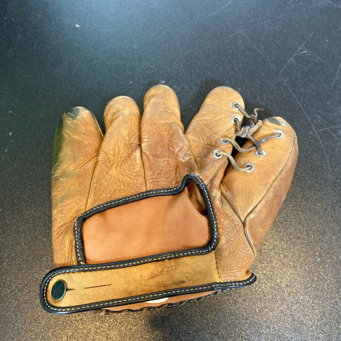 Mack Brown Signed 1940's Game Model Baseball Glove With JSA COA