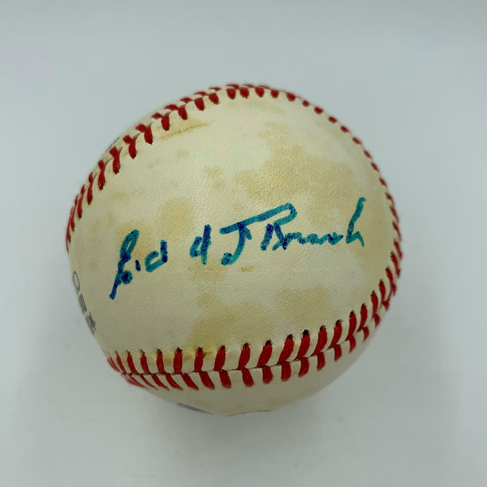 Carl Hubbell Bill Terry Edd Roush NY Giants Legends Signed NL Baseball JSA COA