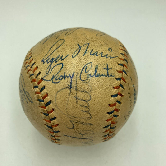 Babe Ruth, Mickey Mantle, Joe Dimaggio & Roger Maris Signed Baseball JSA COA