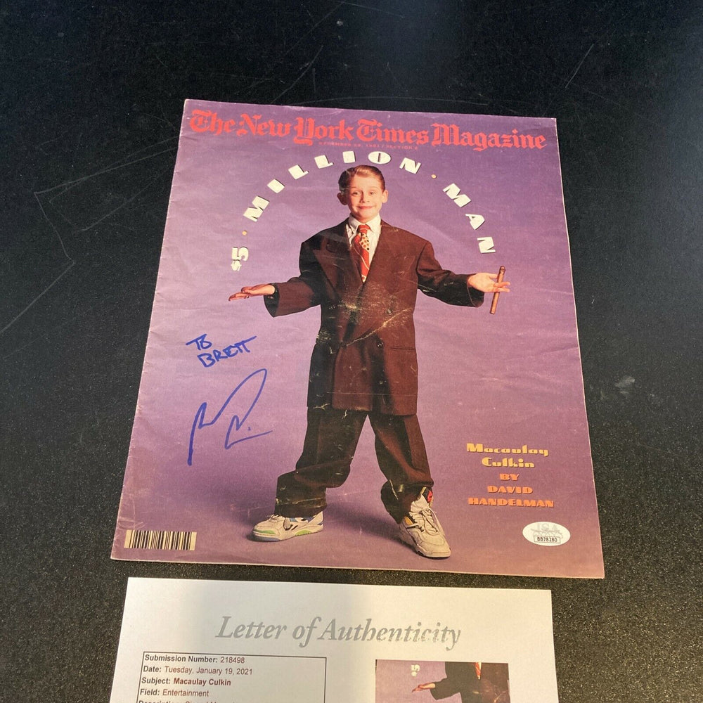Macaulay Culkin Signed Autographed New York Times Magazine Home Alone JSA COA