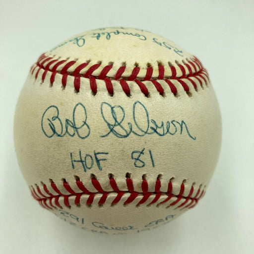 Bob Gibson Signed Heavily Inscribed Career STAT Baseball Reggie Jackson COA