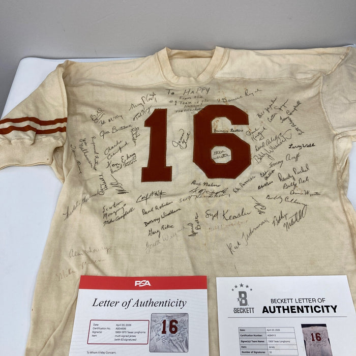 1969 Texas Longhorns NCAA National Champs Team Signed Game Issued Jersey PSA DNA