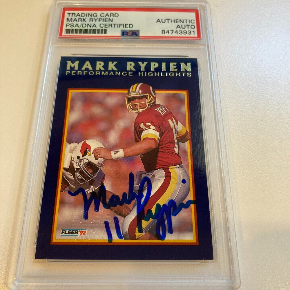 Rare 1992 Fleer Mark Rypien RC Signed Promo Card With Fleer Stamp PSA DNA