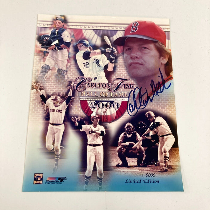 Carlton Fisk Signed 2000 Hall Of Fame Induction Signed 8x10 Photo JSA COA