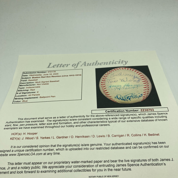 1912 Boston Red Sox World Series Champs Team Signed Baseball JSA COA