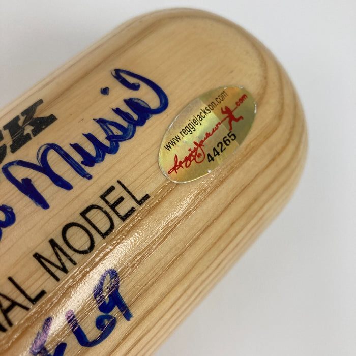 Stan Musial Signed Heavily Inscribed STAT Baseball Bat Reggie Jackson COA