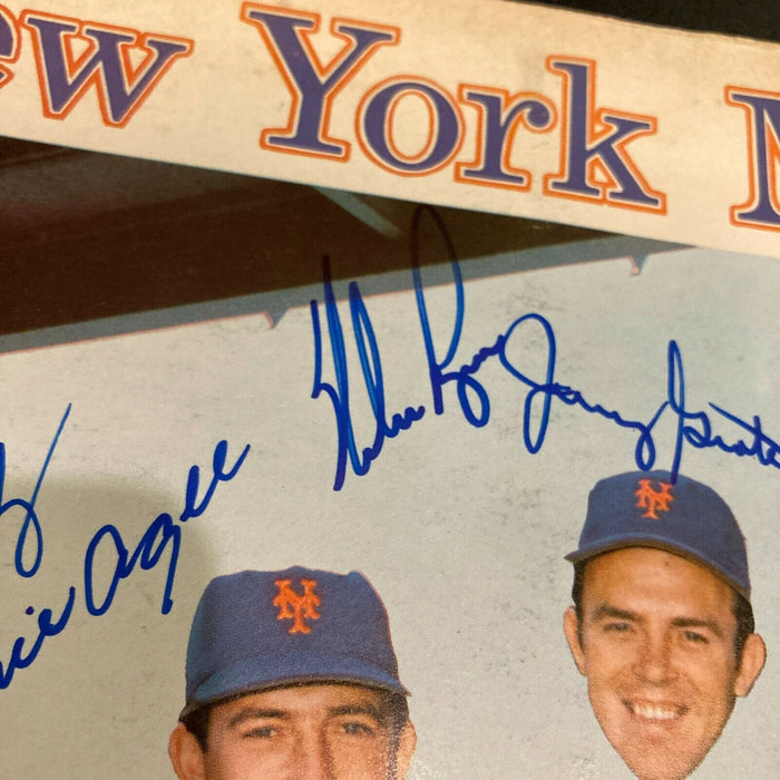 1969 NY Mets World Series Champs Team Signed Yearbook Nolan Ryan Tom Seaver JSA