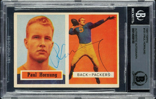 1957 Topps Paul Hornung Signed RC Rookie Football Card #151 BGS Beckett