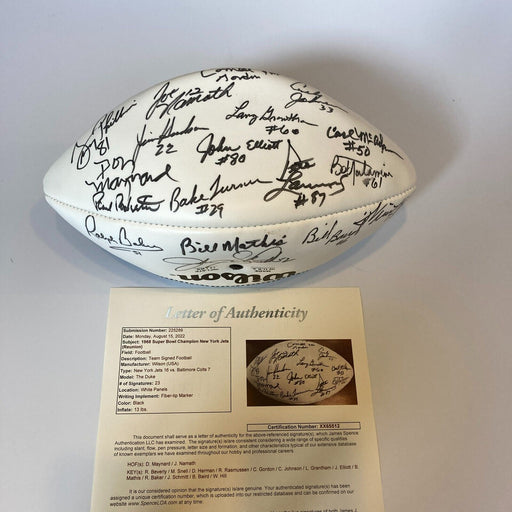 1968 New York Jets Super Bowl Champs Team Signed Wilson Football JSA COA