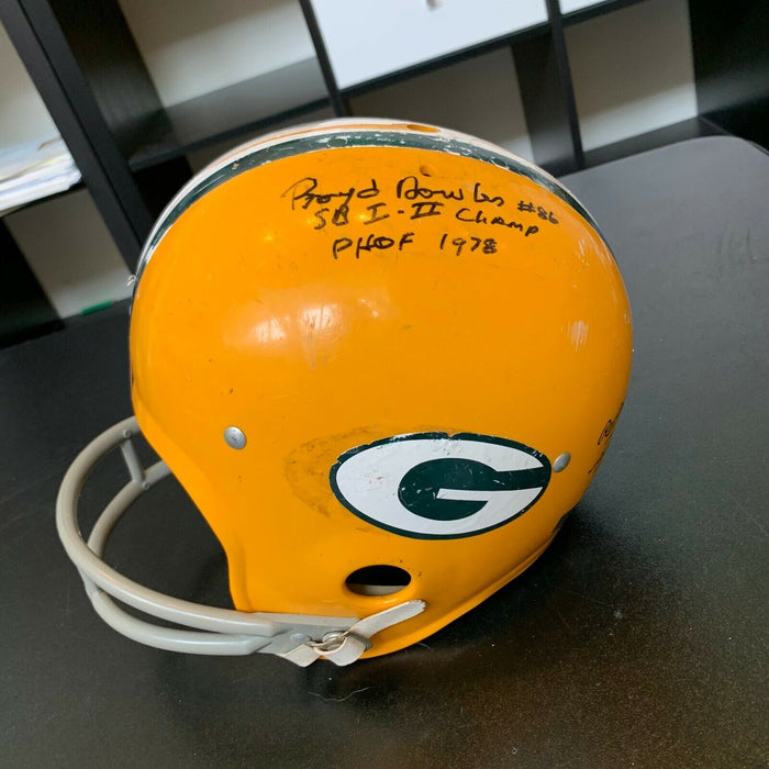 Boyd Dowler HOF Signed Inscribed 1960's Green Bay Packers Full Size Helmet JSA