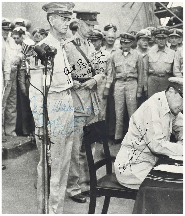 Generals Douglas MacArthur Japanese Surrender World War 2 Signed Photo PSA DNA