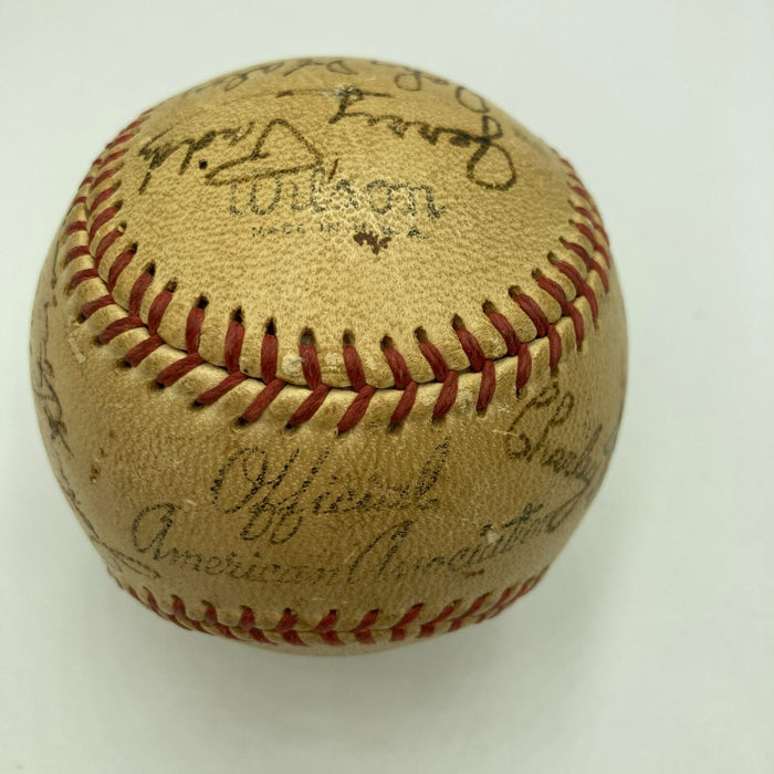 Phil Rizzuto 1940 Kansas City Blues Rookie Minor League Team Signed Baseball JSA