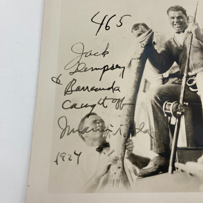 Vintage 1924 Jack Dempsey Signed Autographed Original 8x10 Fishing Photo